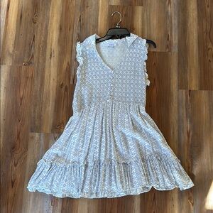 Fate Cream Ruffled Tiered Sundress with V-Neck